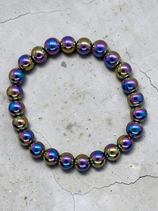 Artisan Jewelry - Rainbow Hematite Stretch Bracelet | Handmade